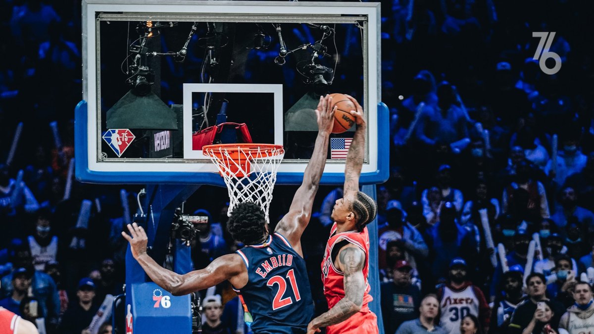 LibertyLinePHL's tweet photo. Chicago Bulls fans are on Twitter saying that Joel Embiid fouled DeMar DeRozan ๐
4-0 Home Stand. 103-98 Final. https://t.co/B5cVBFSGew