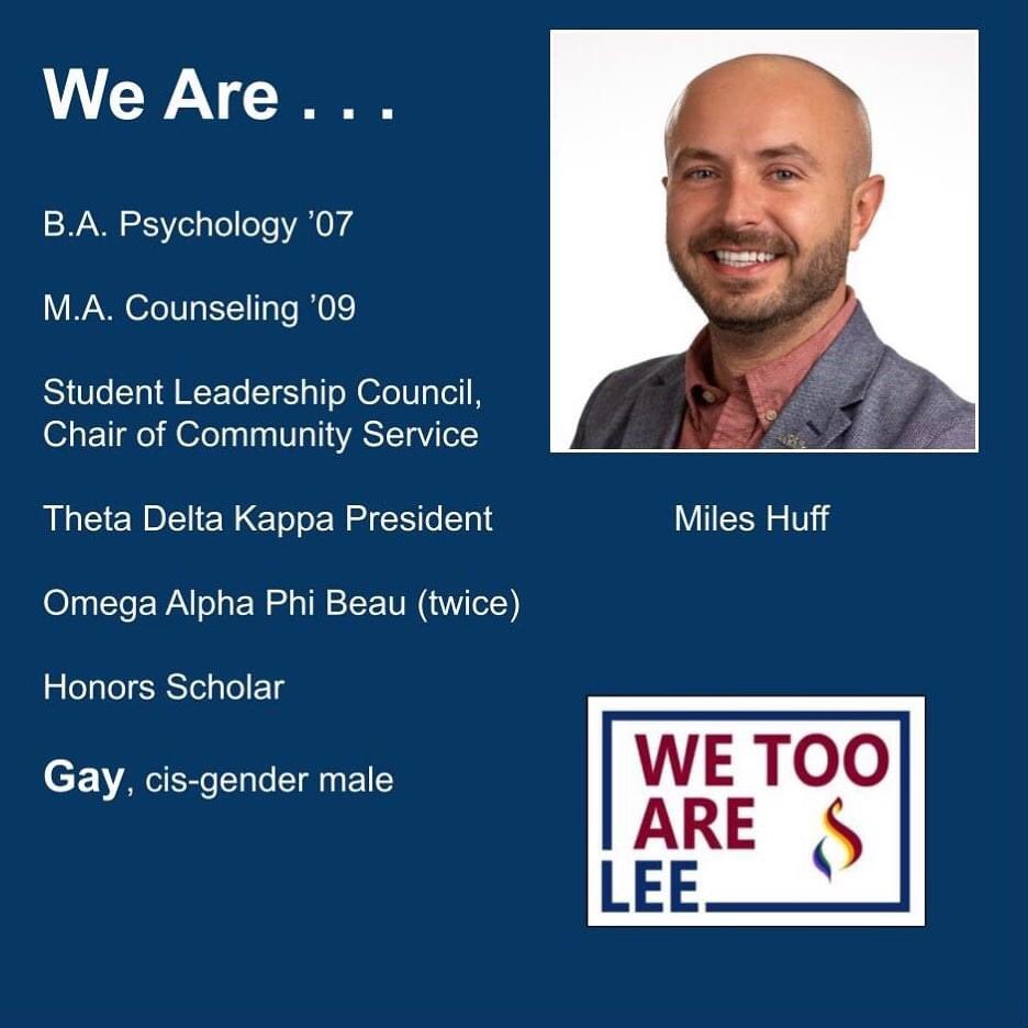 AffirmingAlum's tweet photo. As Lee homecoming weekend approaches, here’s a reminder that there are #queerleebeloved  #leeualumni who are here and celebrating our diversity, and we refuse to be silent about our experiences at #leeuniversity

We too are Lee. 

@leeuniversity @affirmingalum https://t.co/AF9BbstCDJ
