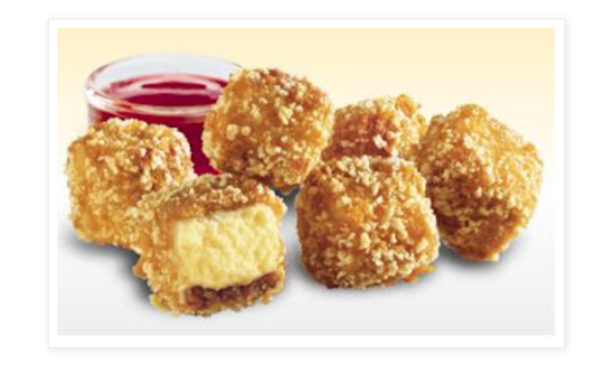 Emerisle104's tweet photo. @MythicalChef @NHendizadeh @trevorevarts NEW 'PAST FOOD' IDEA! you have to resurrect the Arby's Cheesecake Poppers from 2007. They were all the sweet rage, and then they disappeared. But seriously HOW is this not still a thing??? https://t.co/uOQbhYsLEG