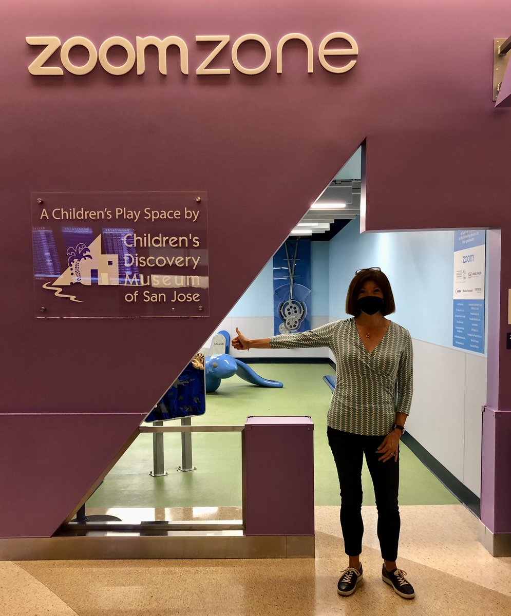 Kim_DeCarlis's tweet photo. Excited to see the #ZoomZone this afternoon @FlySJC. A great representation of the @PurpleMuseum and lots of kiddos enjoying the activity area. Thanks again to @Zoom and all who made it happen! https://t.co/iQUgCQ1tji