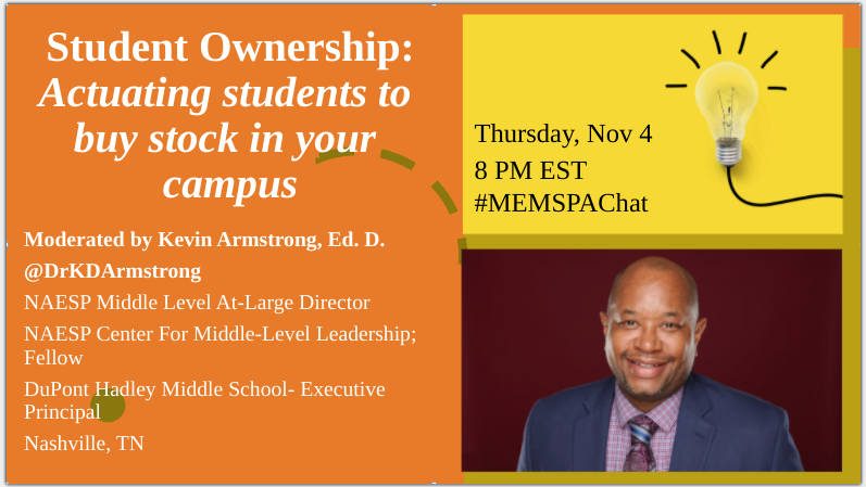 Join @DrKDArmstrong discuss Student Ownership during #MEMSPAchat Thurs 8pm EST #leadk12chat @KimAman_abe @derwood73 @ExtraAdmin @ClaireRomzek @LucasLeavitt @carr_8 #sdedchat @travislape @sddoe #Msaachat #MaLeads21 @MASCD @MassCUE @MGeoghegan22 @CraigCMartin12 @joneill727