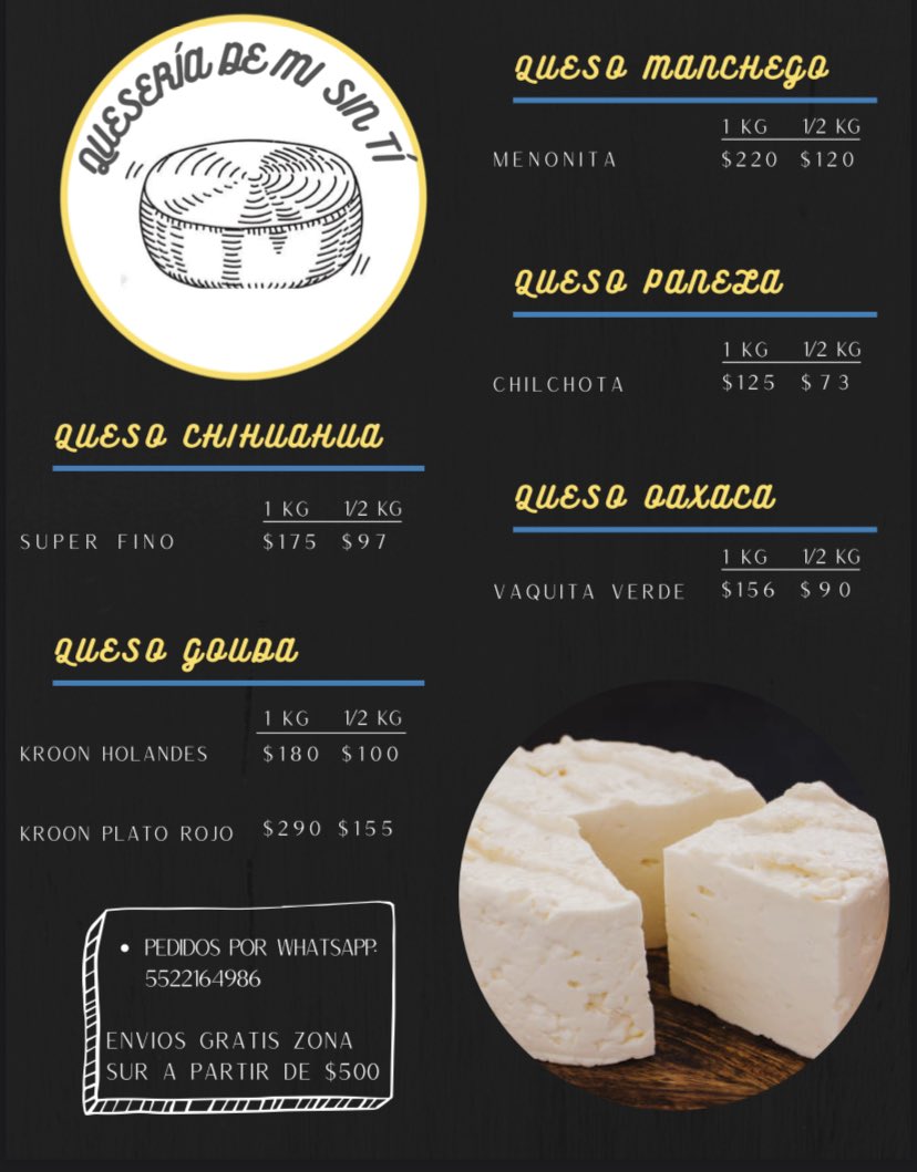 queseria_sin's tweet photo. ¿Quesería de tus días sin nuestros quesos?  Checa nuestro menú y haz tu pedido! https://t.co/XA9QJXcVfD