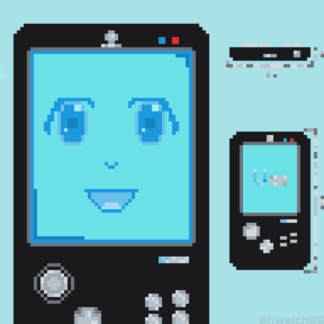 tlwelch85's tweet photo. Happy #Wiidnesday, everyone!
I was daydreaming about an alternate timeline where the WiiU console continued to evolve under Iwata.
I give you all UMii.
A hybridization of the WiiU and Gameboy families.
UMii is your personal gaming and data assistant.
#WiiU #WiiRUnited #UMii https://t.co/YNfVup4uCp