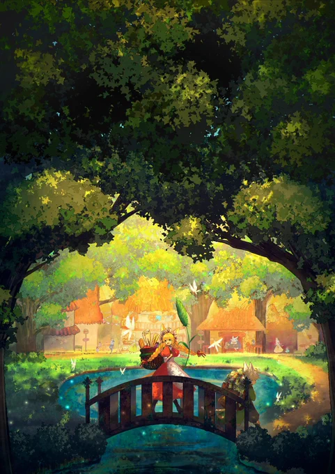 ファンタジーな絵をよく描きます🌿
今月もよろしくお願いします🙇‍♀️
 #11月になったのでフォロワーさんに自己紹介しようぜ 
