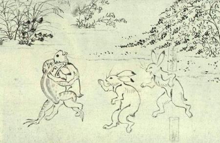 現実の笑っている目とは大きく異なるこの目を「笑っている」と表現するようになったのはいつ頃なんだろうかと疑問に思いました。12世紀頃に描かれたとされる鳥獣人物戯画には既にそのような表現があります。埴輪のそれも笑顔だとしたらとても興味深いです。 https://t.co/76r06uPfWE 