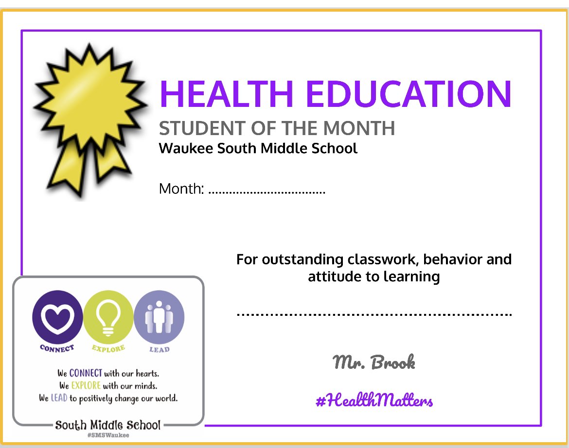 WaukeeSMSHealth's tweet photo. It’s that time of the month the again @WaukeeSMS when we celebrate our fantastic students @djbarry98 @KelliSturgill23 https://t.co/OsWnnH6G0T
