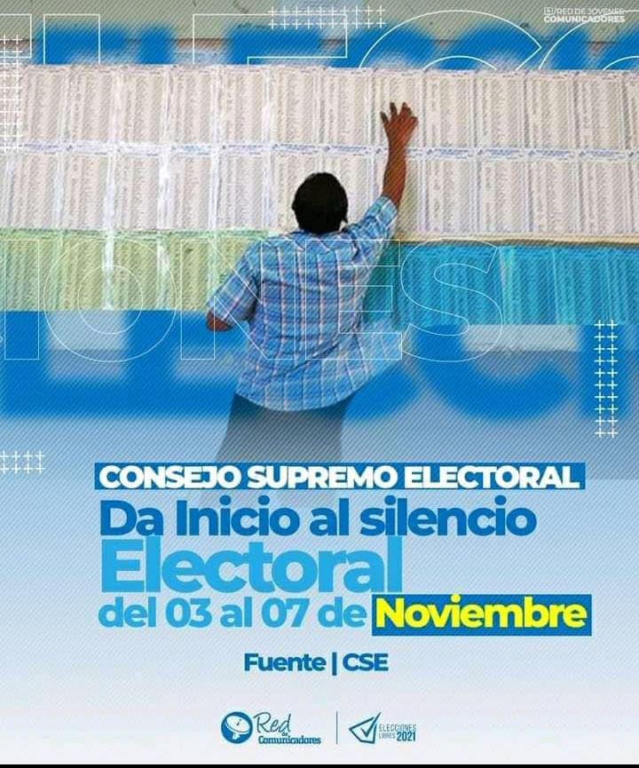 Buenas noches camaradas
El Silencio Electoral inicio hoy y finalizará el Domingo 7N
#NoviembreVictorioso 
#A5DiasDeLaVictoria
#Nicaragua 
Good night comrades The Electoral Silence began today and will end on Sunday 7N
@MDacost56895690 @SilaisManagua @NicaTweetero @mirlethjulissa