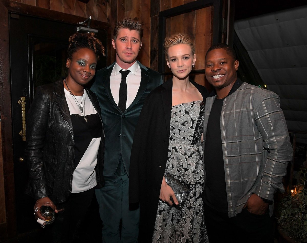 Carey with Mary J. Blige, Garrett Hedlund, Virgil Williams, and Dee Rees at a Vanity Fair-hosted "Mudbound" screening  and party, which was held on this day back in 2017. (Los Angeles, November 6, 2017)