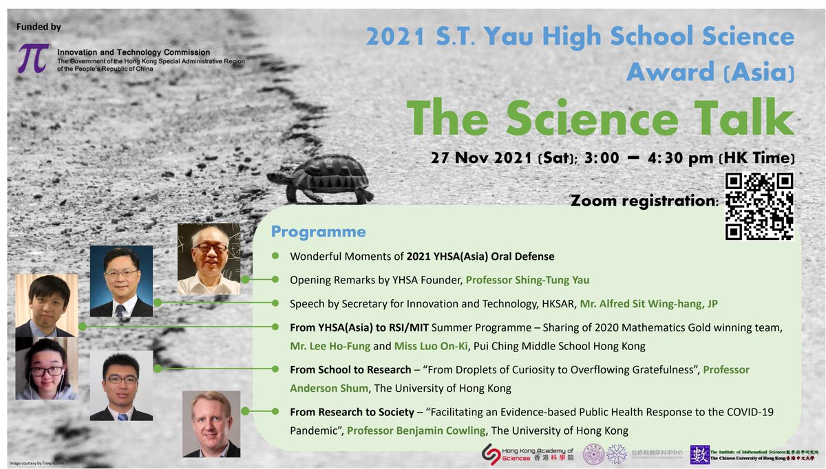 ashk_hk's tweet photo. 【What's New】
【2021 YHSA(Asia) - The 1st Science Talk】
【27 Nov, Sat; 3:00 pm (HK Time)】

In the Talk, we will try to show our young talents a possible pathway for their pursuit of science.

ALL are welcome! Simply scan the QR code on the poster to register! https://t.co/IU9F4KU7Pn