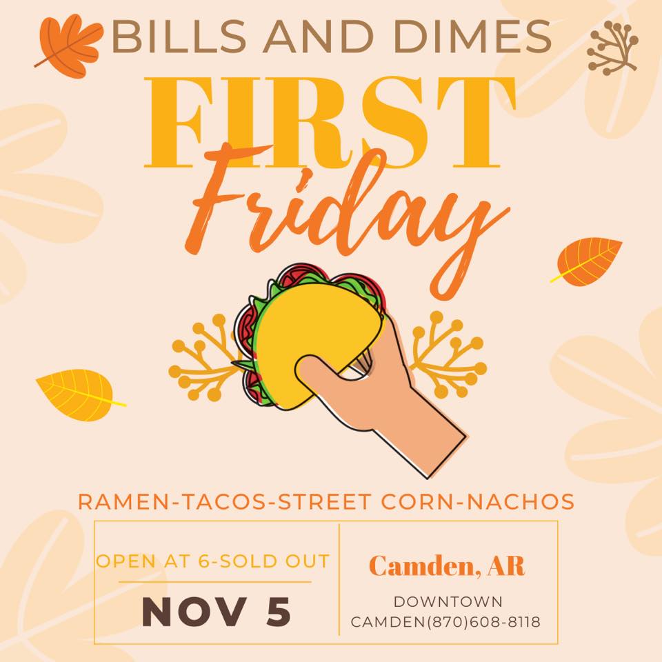 FirstMonthly's tweet image. Bills &amp;amp; Dimes will be one of the food trucks @ First Friday.  Enjoy some of her wonderful food!  #firstfriday  #foodtruck   #holidaymarket  #camdenar