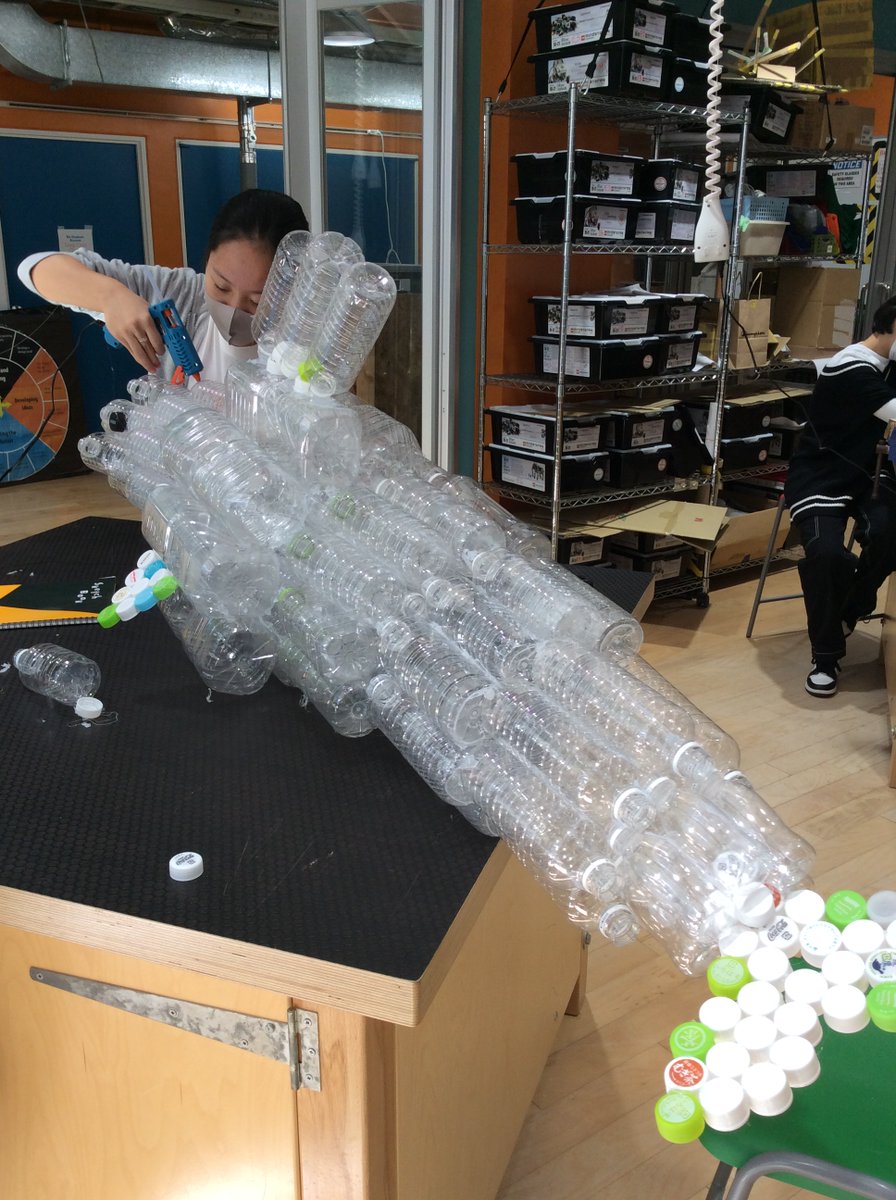 NIS_Design's tweet photo. What is inspiring and driving student led projects for #NISprojectdays - Sustainable Development Goals. This sculpture is taking shape with the message "plastic pollution is still threatening life under water" #NISimpact #SDG #studentledprojects #agency #NISinspire #UnitedNations https://t.co/zN1mf1umRx