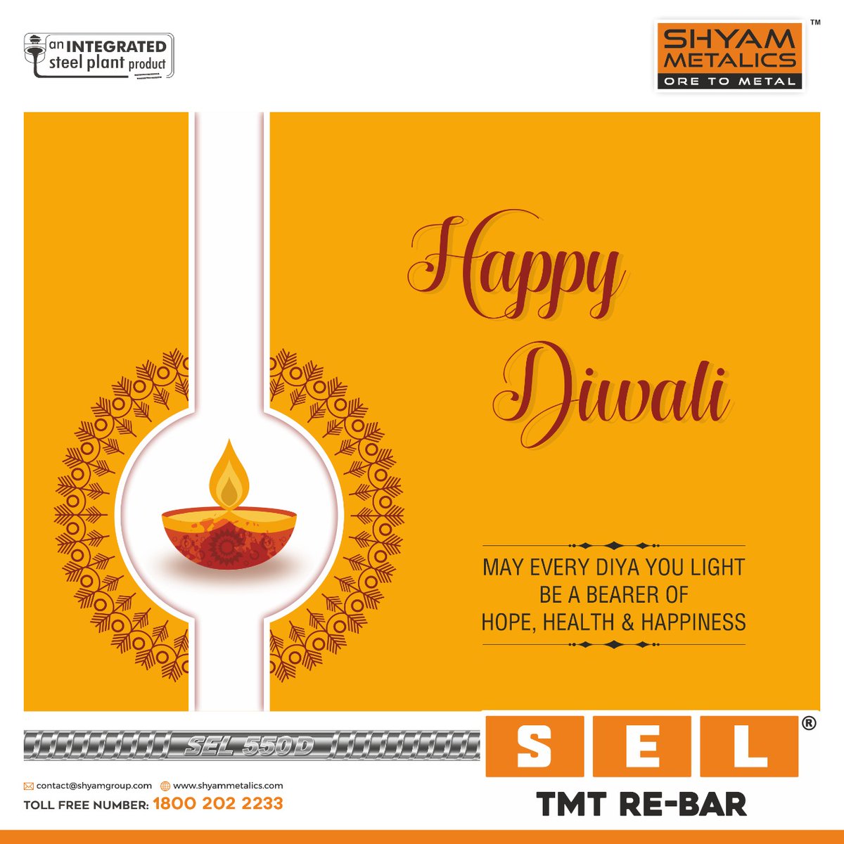 ShyamMetalics's tweet photo. This #Diwali, Shyam Metalics thanks all the customers for believing in us and making us a part of your dream abode. Cherishing new beginnings and prosperity this festive season.
#ShyamMetalics #SELTMTBars #SELTMT #DiwaliFest
#HappyDiwali https://t.co/OVllah6qVA