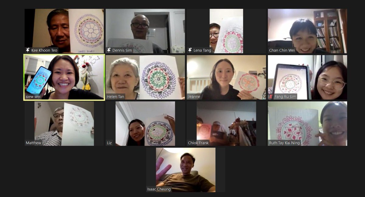 AphasiaSG's tweet photo. ✨💖CRAFT NITE WEDS💖✨ our #aphasia community and volunteers celebrated #Deepavali by drawing up gorgeous #Rangoli designs. Looks intricate but turned out so easy! Some used paper, some did on tablet - but results are tots incredible 🥰🥰🎉 thank you for showing up! https://t.co/3rn8avHwQS