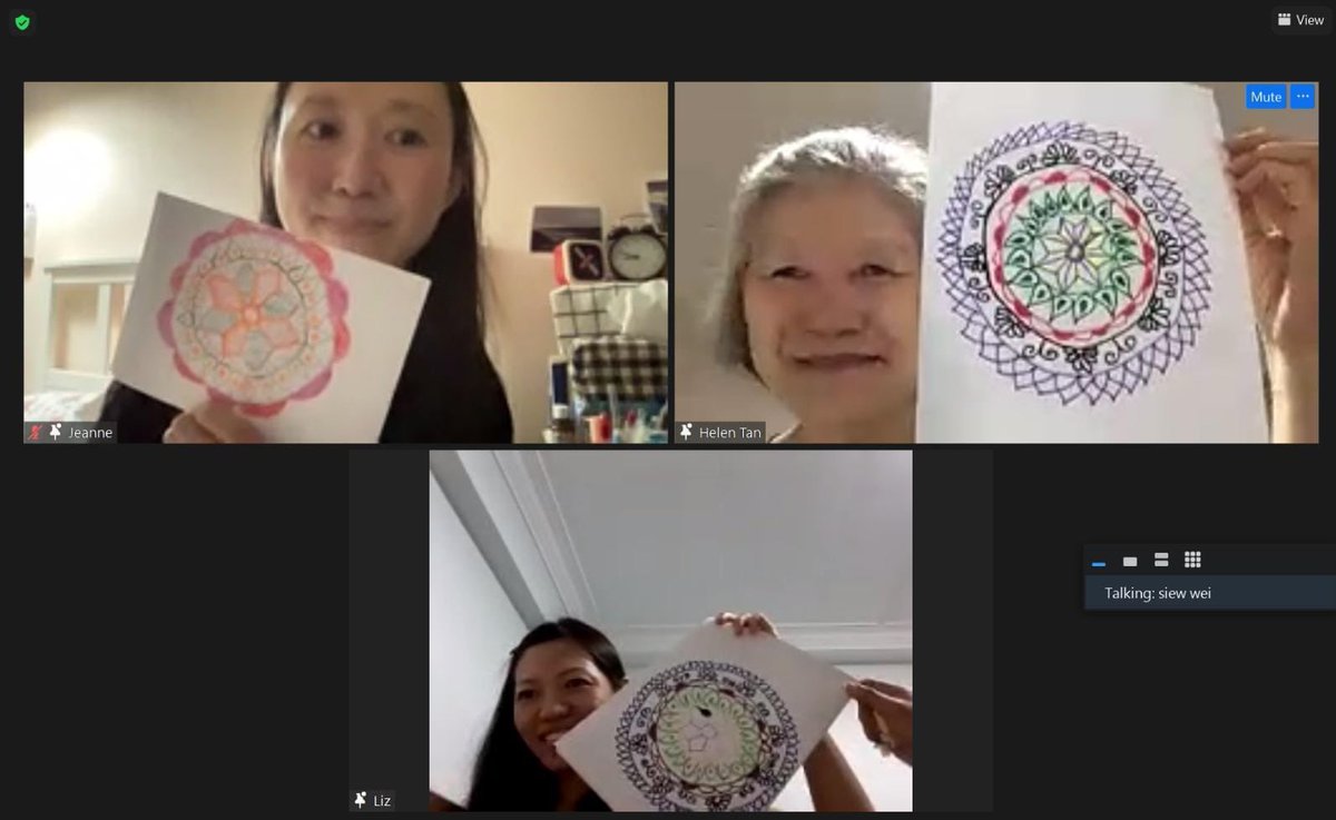 AphasiaSG's tweet photo. ✨💖CRAFT NITE WEDS💖✨ our #aphasia community and volunteers celebrated #Deepavali by drawing up gorgeous #Rangoli designs. Looks intricate but turned out so easy! Some used paper, some did on tablet - but results are tots incredible 🥰🥰🎉 thank you for showing up! https://t.co/3rn8avHwQS