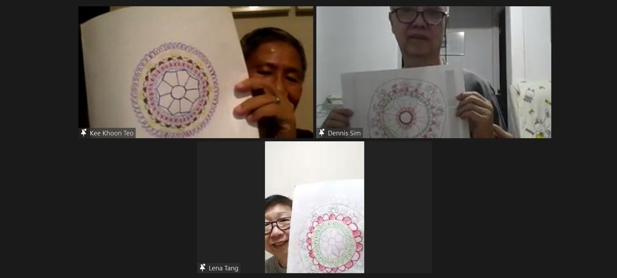 AphasiaSG's tweet photo. ✨💖CRAFT NITE WEDS💖✨ our #aphasia community and volunteers celebrated #Deepavali by drawing up gorgeous #Rangoli designs. Looks intricate but turned out so easy! Some used paper, some did on tablet - but results are tots incredible 🥰🥰🎉 thank you for showing up! https://t.co/3rn8avHwQS