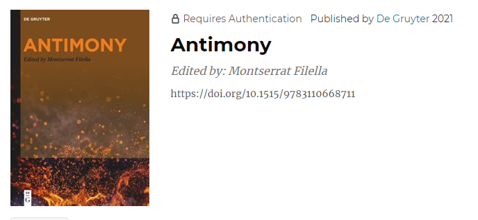 UNEPollutionSci's tweet photo. Out now! The Antimony book. #antimony. Sue is lead author on Ch 7 Sb soil-plant transfer. https://t.co/07cwLHcezl
Contributions from all the key experts including content on mineralogy, environmental chemistry and ecosystem impacts.  Available from major distributors.  @ERS_UNE https://t.co/7HUXgKFWFj