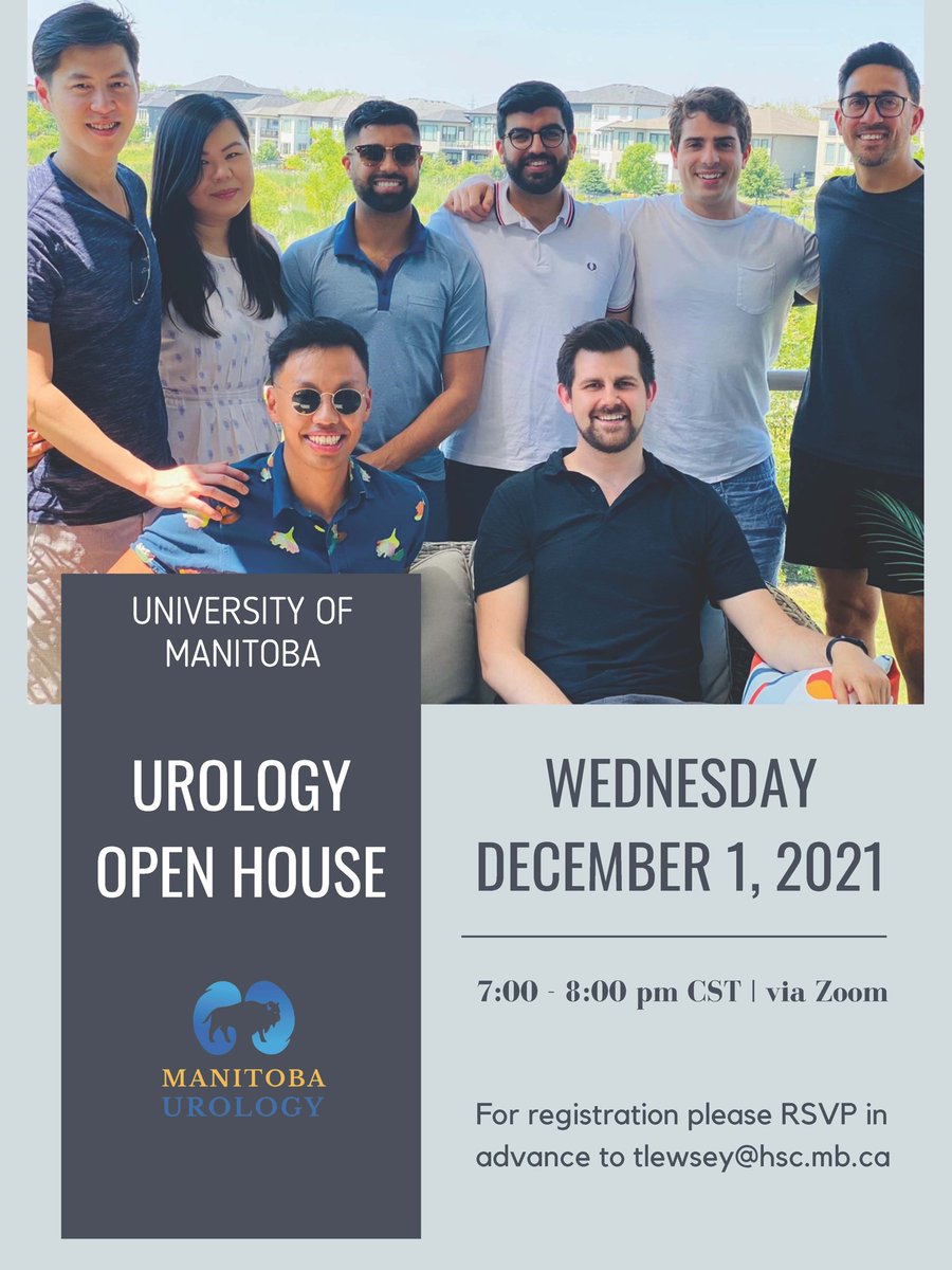ManitobaUrology's tweet photo. Looking forward to another virtual open house next month! Come join us and speak with faculty and residents to learn more! @UM_RadyFHS @CanUrolAssoc @CFMSFEMC Please RSVP! https://t.co/8Jvft7fVPc