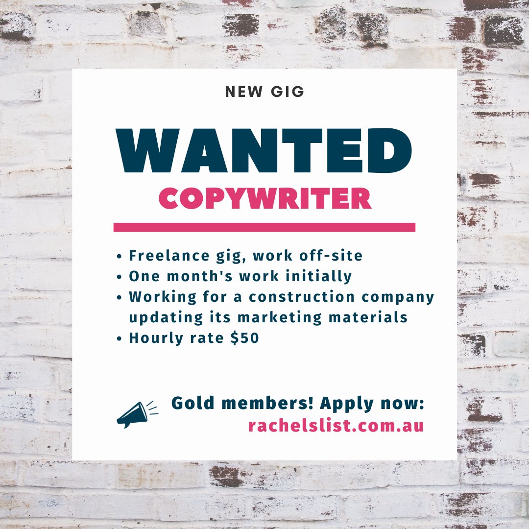 RachelsList's tweet photo. RE-POST: Copywriter wanted (OFF-SITE) https://t.co/LqDubkiiny #copywritingjobs #copywriterwanted https://t.co/xc0AOuaQW3