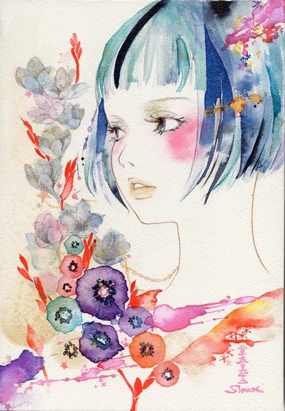 美人画　水彩画　女性イラスト sioux🫧水彩美人画・イラストレーター on X: 