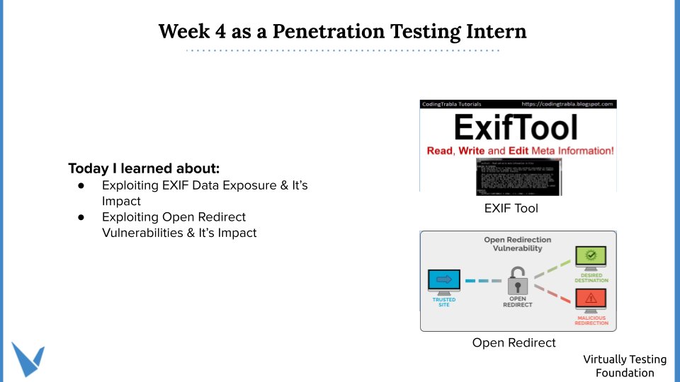 i_isha_l's tweet photo. During my 4th week as a #penetrationtesting #intern at 
@VTFoundation
, I learned about EXIF Data Exposure, Open Redirect Vulnerability, and its implications from 
@HackerGautam
 sir &amp; 
@shifacyclewala
 ma'am.
#vtfoundation #VTFOct21 #internships2021 #vtf #penetrationtester https://t.co/DjgpkBEib1
