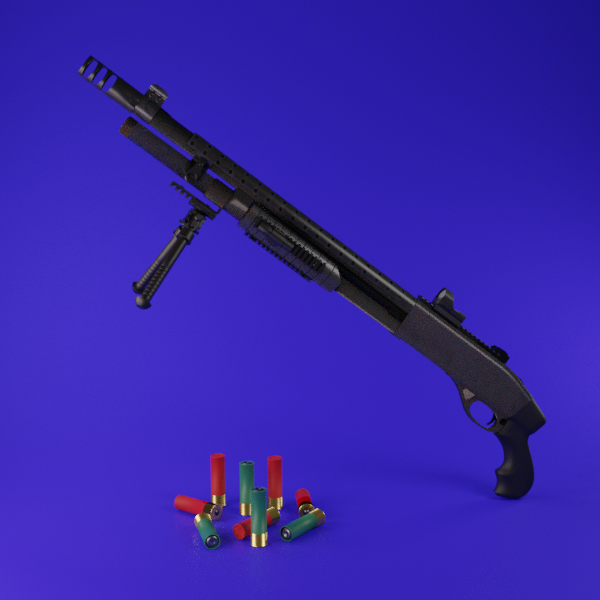 CryptoGunsClub's tweet photo. CryptoGun #15 - The lucky owner of this shotgun gets a bipod, muzzle brake, laser pointer plus a coyote sight. Quite the combination :) https://t.co/h3pu3ue0Gr