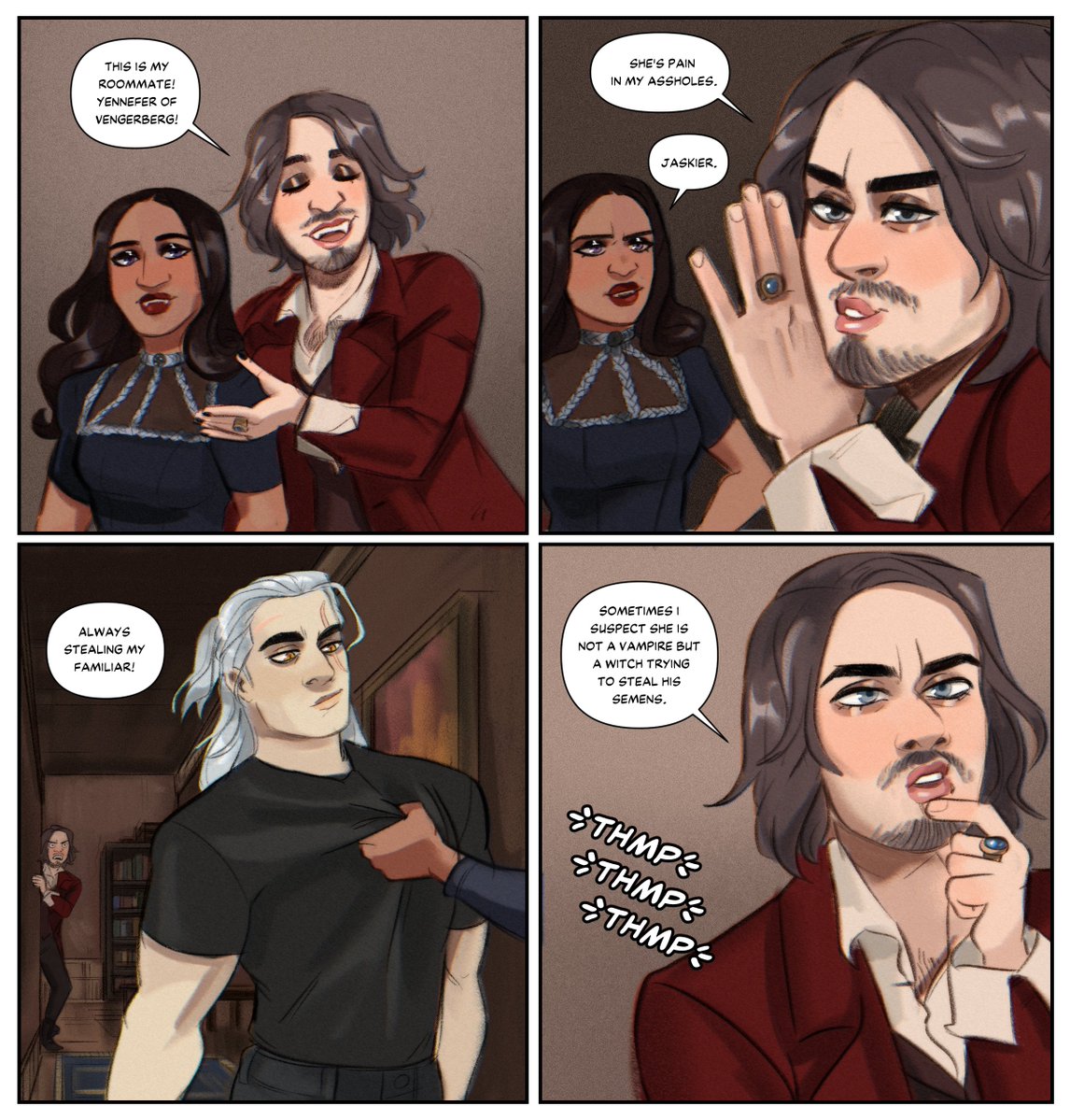 jaskier is a VERY clever vampire
but if yennefer can steal his familiar than he gets to raid her closet and makeup drawer those are the rules