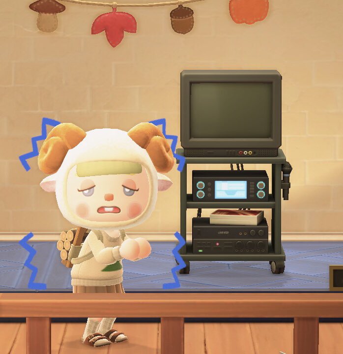 bugszies's tweet photo. so ur telling me everyone got cute items and i got the fuckin substitute teacher tv 🗿 #acnh #acnhupdate https://t.co/ruoSDZLR9v