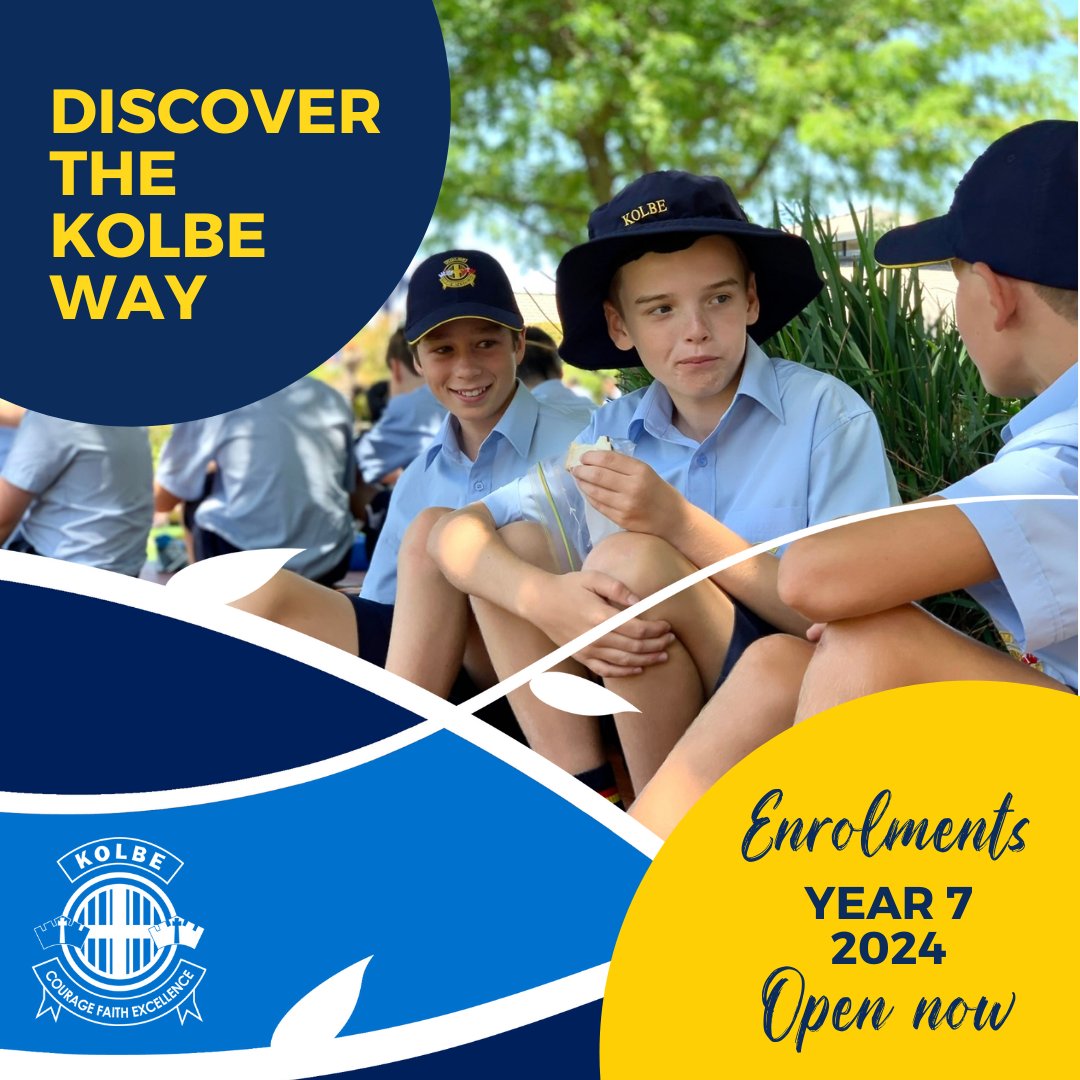 KolbeCommunity's tweet photo. DISCOVER THE KOLBE WAY – ENROL NOW
We are currently taking enrolments for students starting Year 7 in 2024. Find out more on our website. https://t.co/Lsvlg7LD1C https://t.co/IN5ZDUb8nT