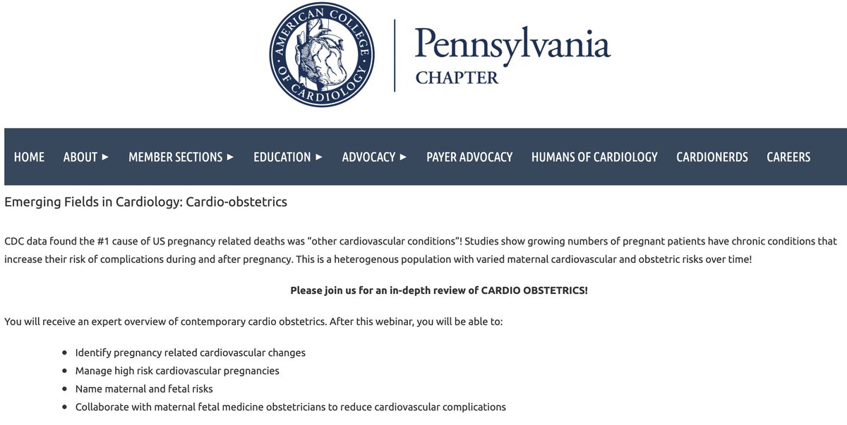MeshalSoni's tweet photo. Interested in learning more about the growing field of Cardio-Obstetrics? 🫀🤰🏽

Join us this Saturday morning 11/06 at 7:30a-9a for the Pennsylvania ACC's Emerging Fields in Cardiology webinar on Cardio-Obstetrics.

Free Registration Link: https://t.co/UDebrN2Jlf https://t.co/ZPf8ZwEQuG