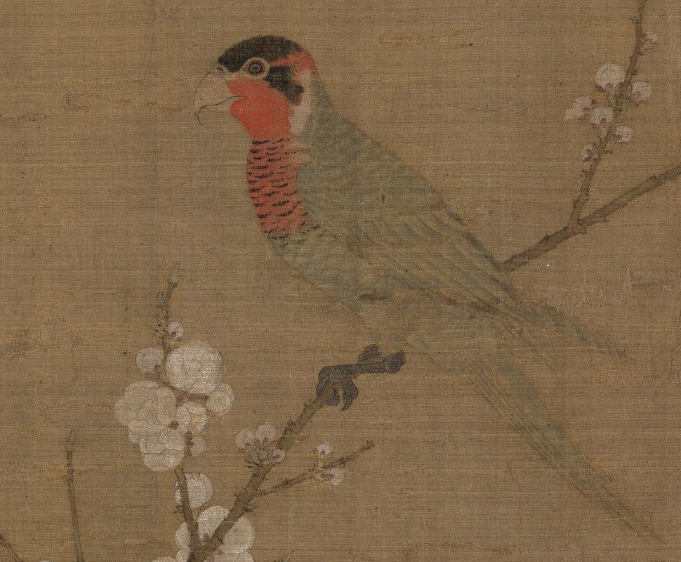 几只好鸟①

宋徽宗赵佶 五色鹦鹉图（局部）

    几只好鸟的鸟王是徽宗的鹦鹉。徽宗这只鹦鹉，富贵雍容，却不装大爷， 桀骜不驯，却不装酷，若是大图还可看到此图虽是工笔，却无一笔平涂，无一笔死勾。活泼泼，丽质天成，无人可比，大牛逼！所以称“鸟王”。