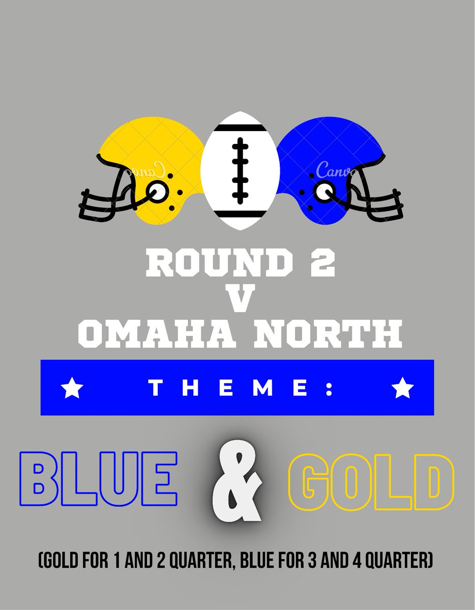 🚨ROUND 2🚨
2 themes, one game. Better see everyone @ Bauer on Friday (Nov. 5)! Yellow out for 1st and 2nd quarter then switch to blue out for 3rd and 4th quarter.
Better bring your voices and cheer on the dawgs as we take on Omaha North in the quarter finals!