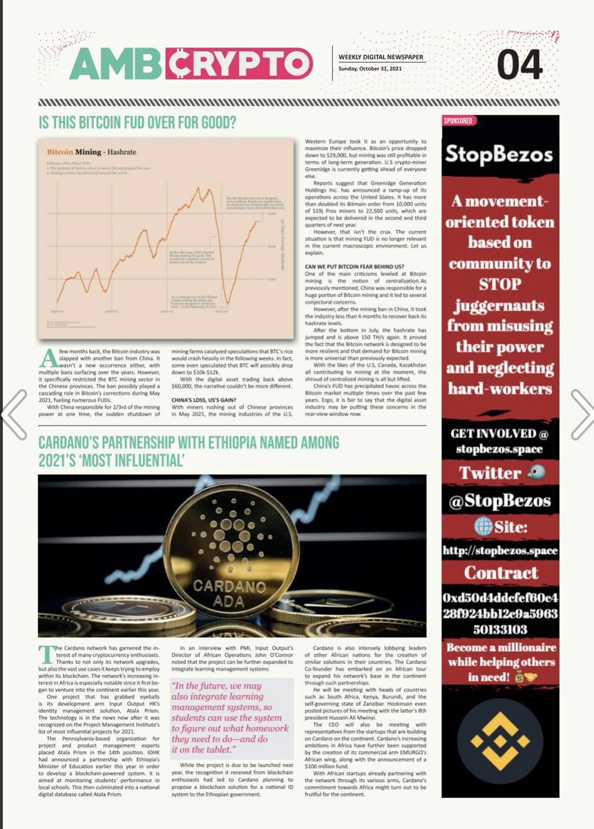 StopBezos's tweet photo. Check us out in the new edition of @CryptoAmb e-paper! 🔥🔥🔥
https://t.co/hYyKjRmnYg
#sponsored #stopbezos #BNB #BSC #AVAX #100xGem #BSCGem #Avalanche #JeffBezos #ElonMusk $STOPBEZOS #protest #Crypto #CryptocurrencyNews #fixed #Trending #stopelon #cryptopunks #AEWDynamite #BTC https://t.co/Grt0qKZhv0