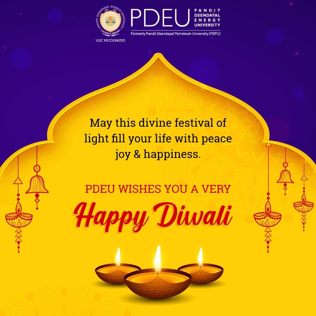 May the light of happiness light your life, and sparkling lights and sounds fill your heart with joy and happiness. Wishing you and your family a very happy and safe Diwali!

#Laxmipoojan #Diwali #Diwaliwishes #pdeu #pdpu