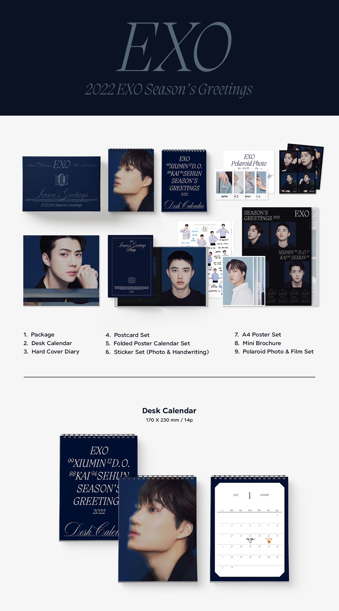 달 On Twitter: "Po 2022 Season's Greetings Exo • Package 50K • Desk Calendar 70K • Hard Cover Diary 80K • Folded Poster Calendar Set 60K • Mini Brochure 75K • Sticker