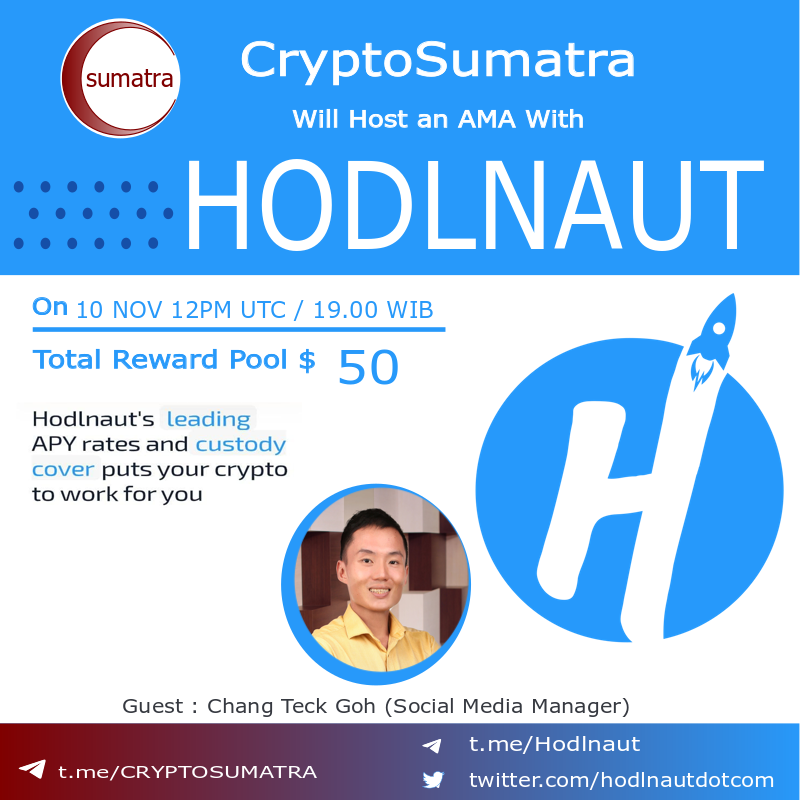 CryptoSumatra's tweet photo. CryptoSumatra will hold an AMA with
@hodlnautdotcom
On Nov 10 at 12PM UTC/ 19.00 WIB in CryptoSumatra telegram group https://t.co/gN4ddK5n2n
Follow :
@cryptosumatra
&
@hodlnautdotcom
Like, Retweet, tag 3 friends & comment your question on comment below.
#cryptoama #AMAfeed https://t.co/XcjhgFFPyh