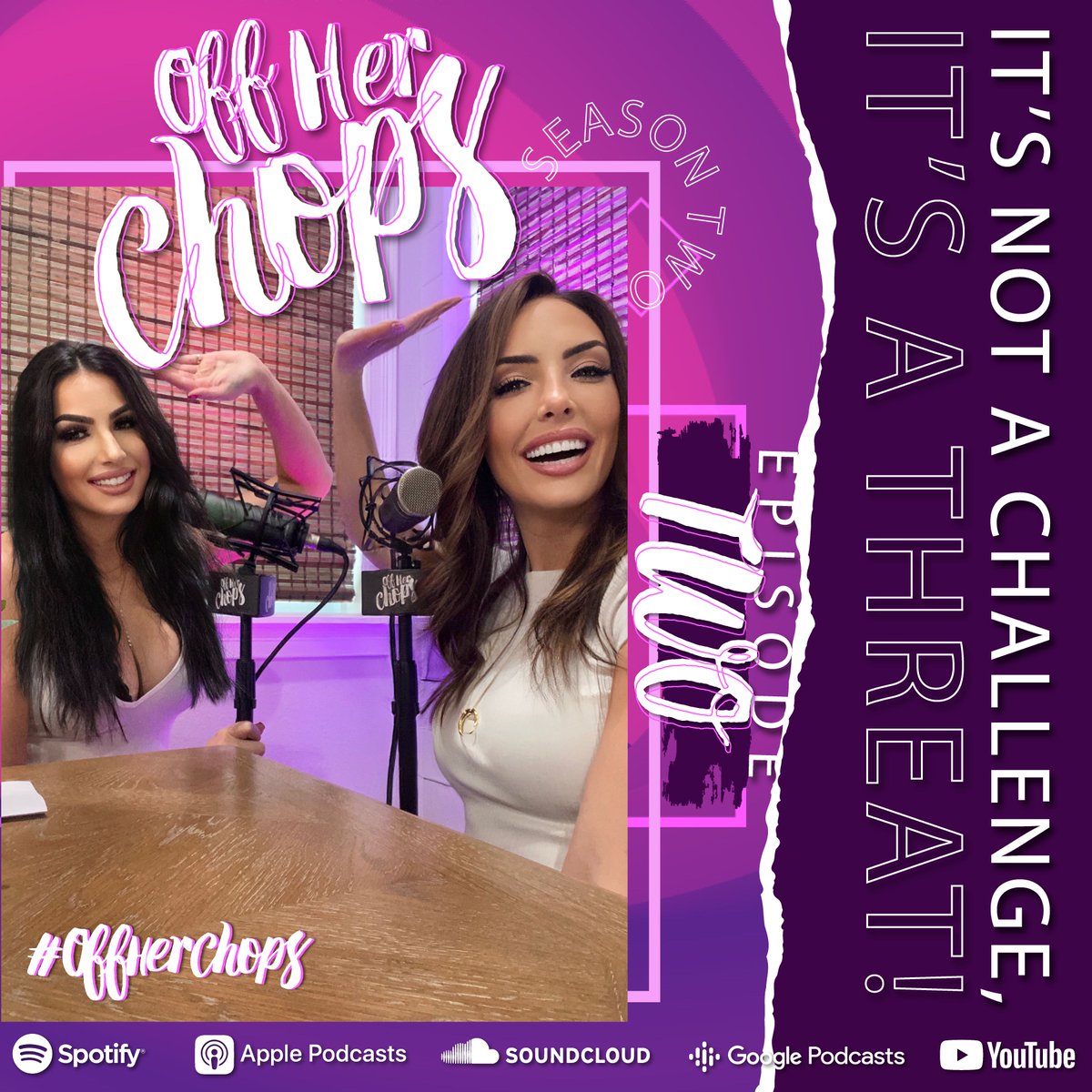 offherchops's tweet photo. New episode out now of #OffHerChops! We talk everything under the sun—piercings, our experience last week with the other wrestlers of Impact, & much more!
Thank you for your love & support—we couldn’t do it without you!🖤
Link in bio to listen to @cassielee & @jessicamckay! 🎧 https://t.co/ZERewSlfMv