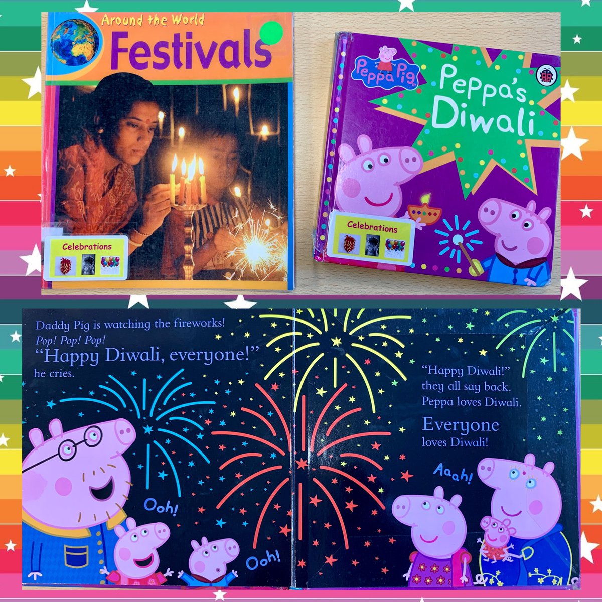 JESSPrimaryLRC's tweet photo. HAPPY DIWALI to everyone celebrating the Festival of Lights! πͺπ #JESScommunity #JESSreads ππ#JESSprimaryLibrary #festivals #celebrations @JESSPrimaryYR1 #Diwali #ChildrensBooks https://t.co/ybKnG63uaE