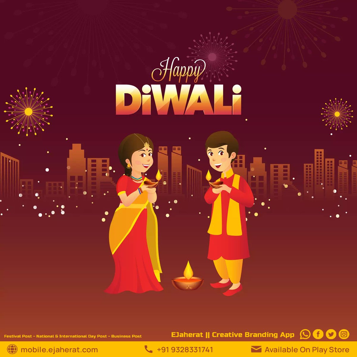 EJaherat's tweet photo. Wish you all Happy Diwali from eJaherat Team.

#happydiwali🎉 #happydiwali #diwali #diwali2021 #festiveseason #festival #festivalofindia #eJaherat #hindufestival #jainfestival #sikhfestival #buddhistfestival #postmaker #businesspost #digitalindia #celebration #festivaloflights https://t.co/zBrqxIkmLi