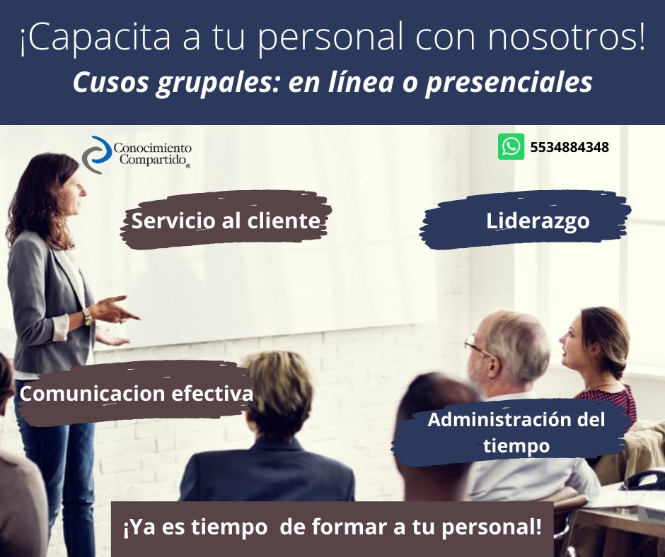 Conocimiento_C's tweet photo. Desarrolla en tu Capital Humano competencias como comunicación asertiva, trabajo en equipo, habilidades de supervisión, liderazgo, etc. 
📧Solo COMENTA ESTA PUBLICACIÓN y te enviaremos los detalles directo a tu inbox  
o MANDANOS UN WHATSAPP:
(55) 34884348 / (55) 30681757 https://t.co/ib7KKJ4FSV