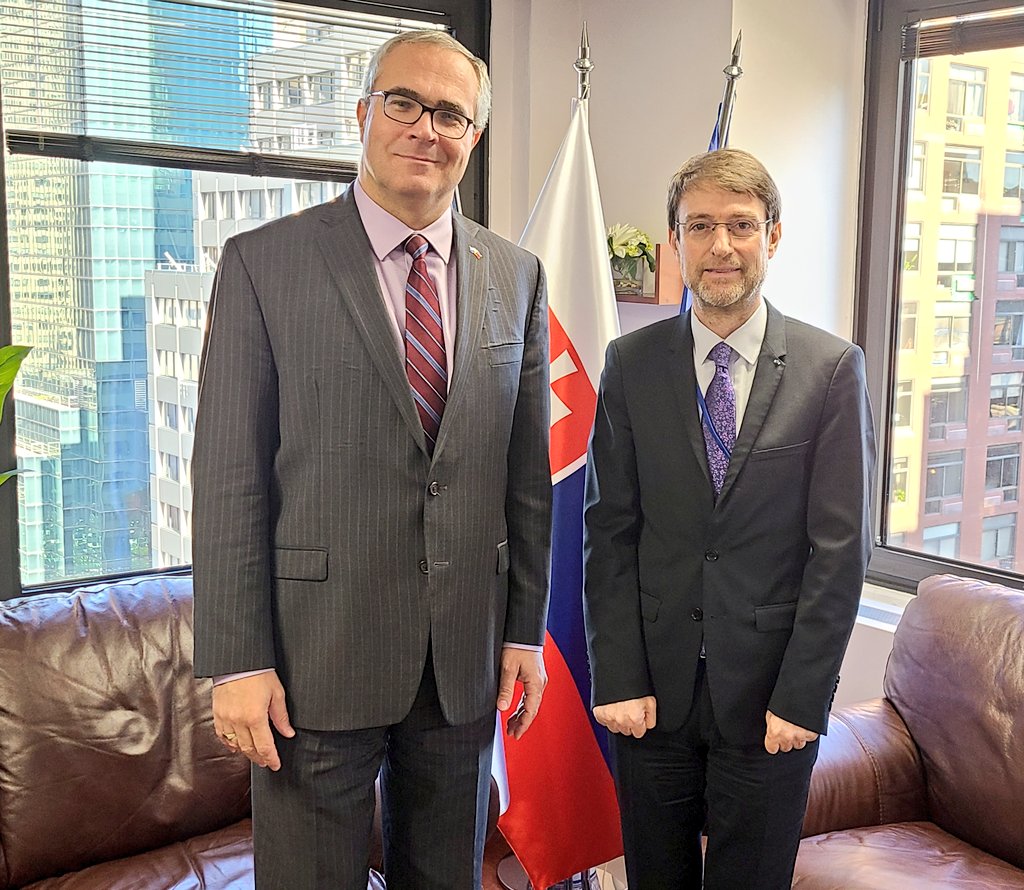 MichalMlynar's tweet photo. Pleasure 2 meet&welcome back 2 #NY new @AlMissionUN Permanent Rep 2 @UN, Amb @HoxhaFer. Excellent conversation about our #UN cooperation, @EUatUN coordination, Eastern European Group & priorities of upcoming #Albania's non-permanent #SecurityCouncil membership, incl #WPS.๐ฆ๐ฑ๐ธ๐ฐ๐ช๐บ๐บ๐ณ https://t.co/YyR4tk99I1