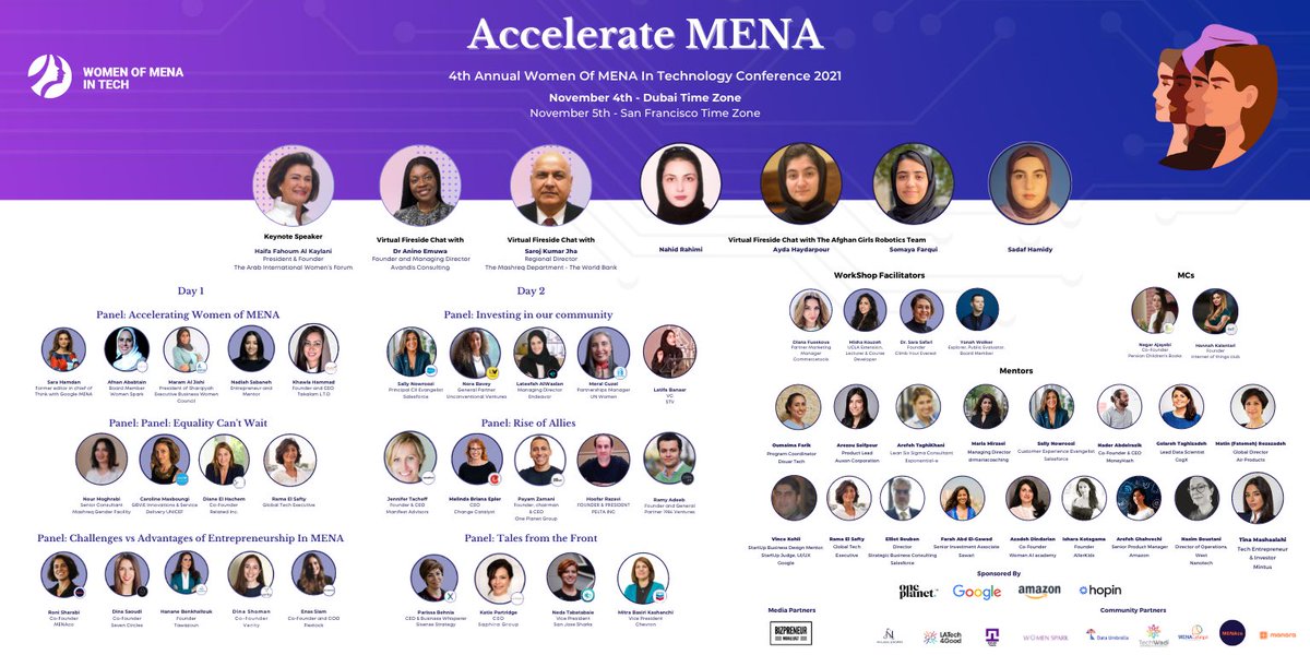 WOMENAinTech's tweet photo. ACCELERATE MENA!
#WoMENAIT #VirtualConference2021!

Have you purchased your tickets yet?https://t.co/eT2HeIsdYn
Sponsored By @Google @Amazon @Hopin @OnePlanetOps https://t.co/oVyL1mkddU