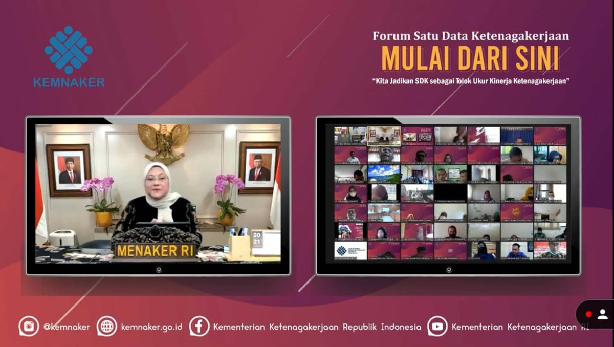 idafauziyah's tweet photo. Selamat pagi, salam sehat untuk semua.

Pagi ini saya menjadi pembicara kunci dan membuka kegiatan Forum Satu Data Ketenagakerjaan.

Satu Data Ketenagakerjaan ini merupakan tindak lanjut dari Peraturan Presiden (Perpres) Nomor 39 Tahun 2019 Tentang Satu Data Indonesia. https://t.co/poJVEmL8Wb