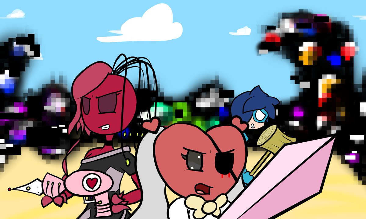 DweozA's tweet photo. Forgot to post this here. Just a little draw from the #Pibby thing. Characters belong to @ZorenHector @onion_celi and @ScribsArt https://t.co/rt7h5HvhzF
