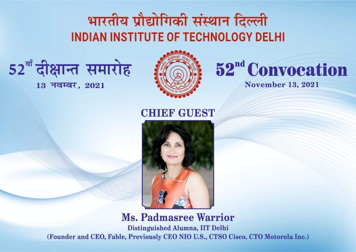 ramgopal_rao's tweet photo. IIT Delhi #convocation this year will be in regular mode. Less of avatars, virtual realities and more of real students having real experiences on the campus. All Delhi government #covid norms will be followed. Sign of normal times returning.

Happy Deepawali. 🎉🎊✨
@iitdelhi https://t.co/5N0jomawE0