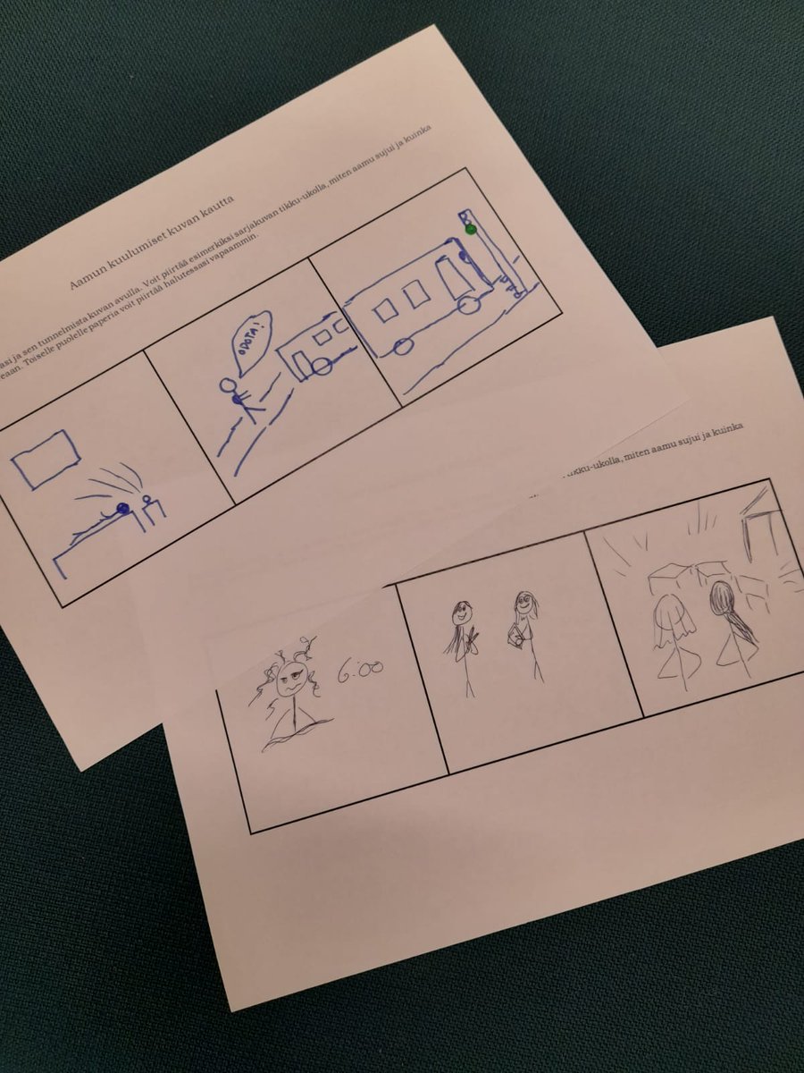 digipointvantaa's tweet image. Amk-kokeilun opiskelijat pääsivät kokeilemaan Laurean monitoimitilaa. Samalla kokeilimme toisenlaista istumajärjestystä keskustelun sujuvoittamiseksi. Aamun kuulumiset kävimme läpi sarjakuvien kautta (kuvassa ohjaajien taideteokset) 🤣 #digipoint #6aika #vantaankaupunki #laurea