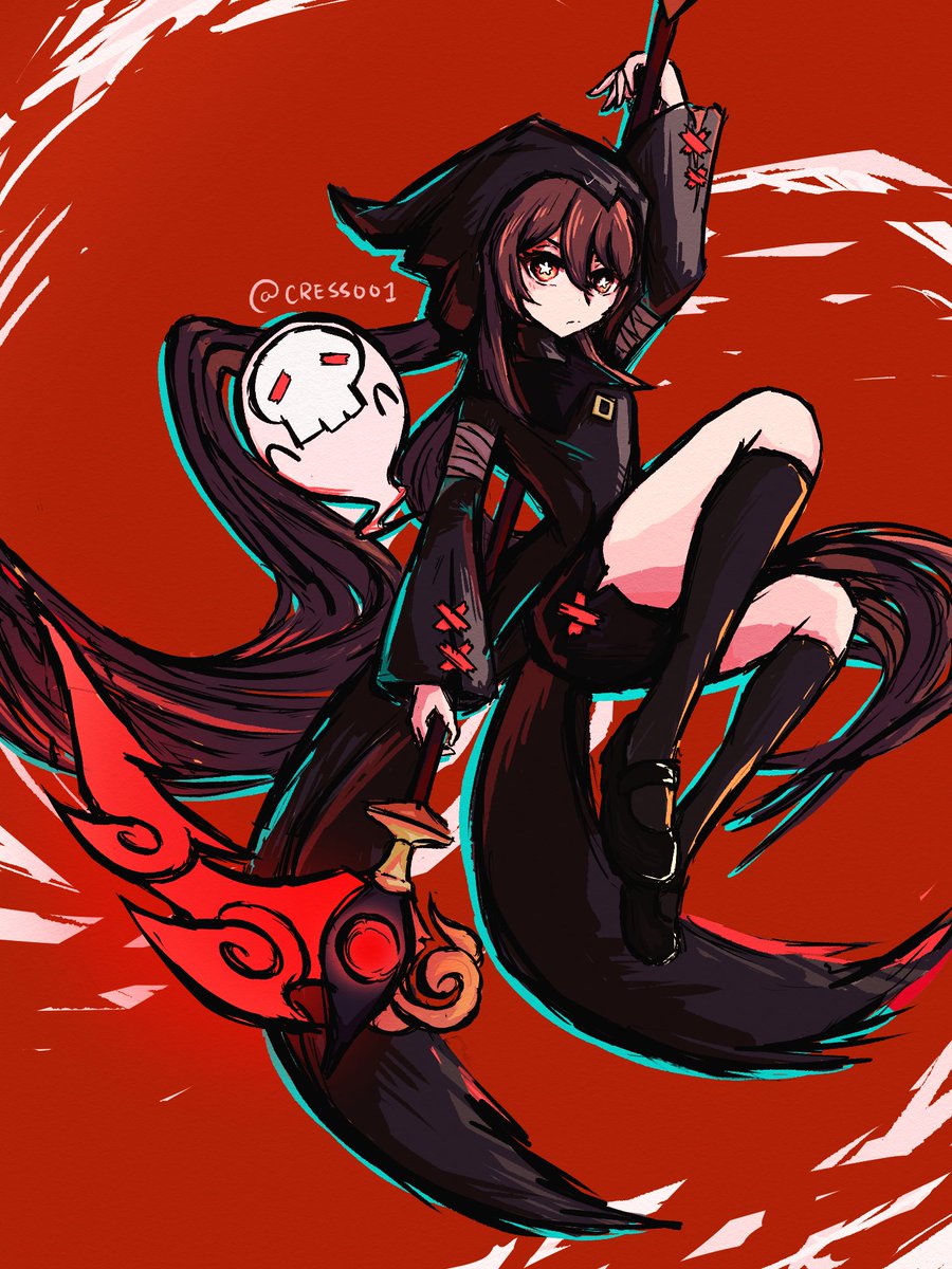 Cress001's tweet photo. A little bit too late for halloween

#原神 #GenshinImpact #HuTao #hutaofanart https://t.co/2JQpq2NNpe
