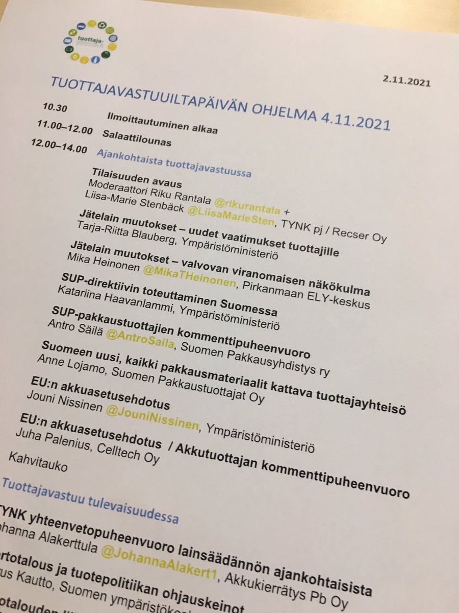 Tuottajavastuuiltapäivä alkamassa. Paljon painavaa asiaa tulossa vuoden tauon jälkeen. #tvip #tuottajavastuu