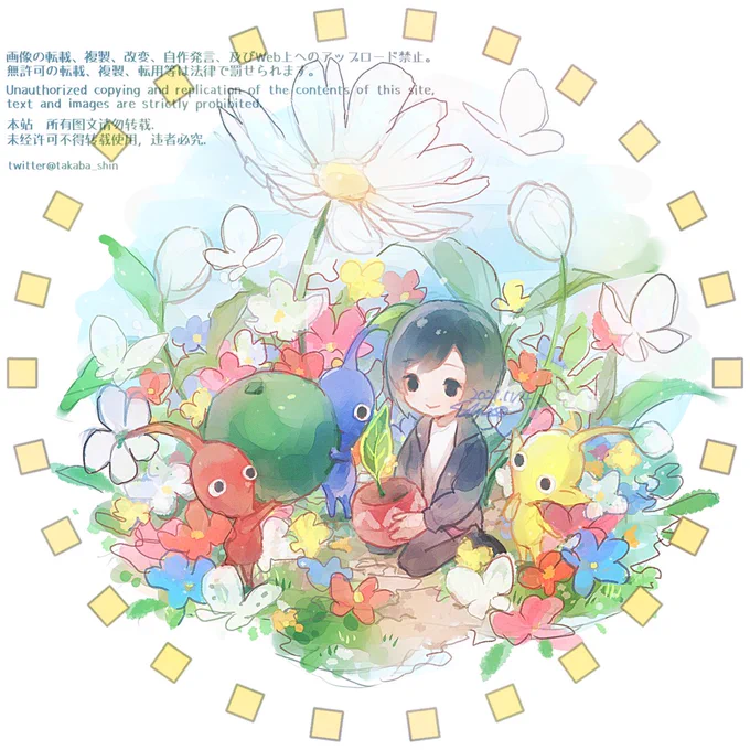 ピクミンGOをやってみてるこのために自分のMii作ったからせっかくだし描いてみたピクミンかわいい#PikminBloom 