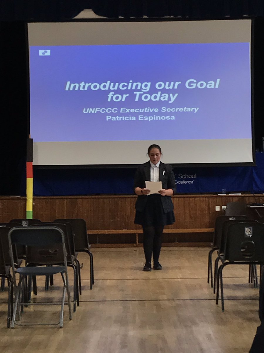 DidcotGirls's tweet photo. UN Executive Secretary, Patricia Espinosa, aka year 11 Climate Leader Hannah, presents our aims for our Climate Summit today. #COP26  #dgspride https://t.co/FlnBXH1kpm