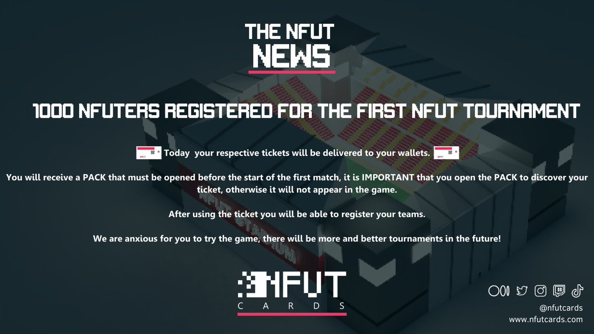 nfutcards's tweet photo. ⚽️1000 NFUTERS

🏆First NFUT Tournament

We are ready to enjoy this wonderful event. Tomorrow is the day, get your teams prepared, the #NFUT family is ready to make its debut at the NFUT stadium.

🔴Follow the tournament via your favourite content creator.

RT if you are hyped https://t.co/za5U2iLQZM